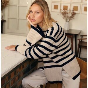 Rare! Rosae Paris navy and cream striped sweater